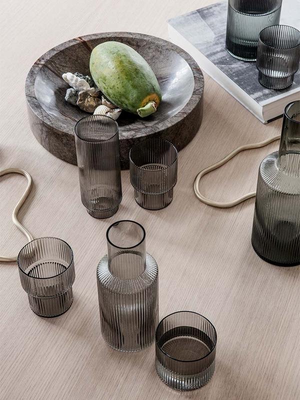 Ripple Small Carafe Set in Smoked Grey