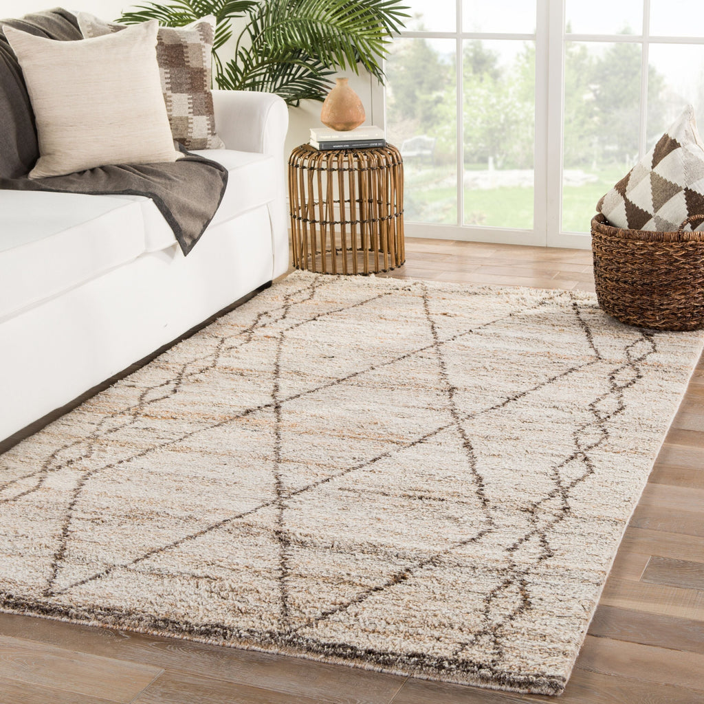 Murano Hand-Knotted Trellis Tan & Brown Area Rug