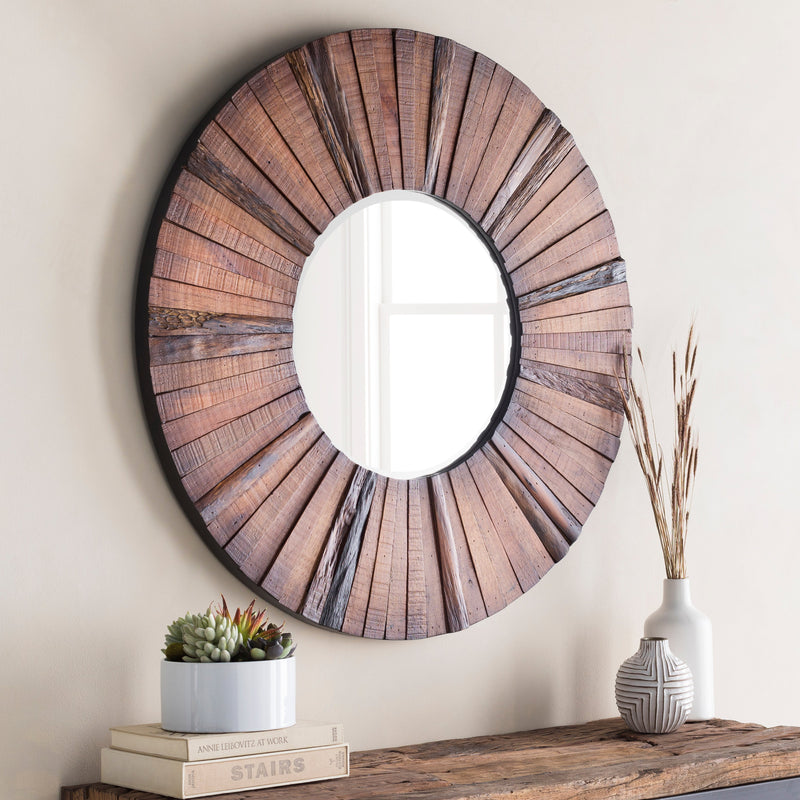 Hardy HAR-1000 Round Mirror in Natural by Surya