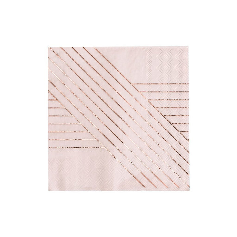 Amethyst - Pale Pink Striped Cocktail Paper Napkins