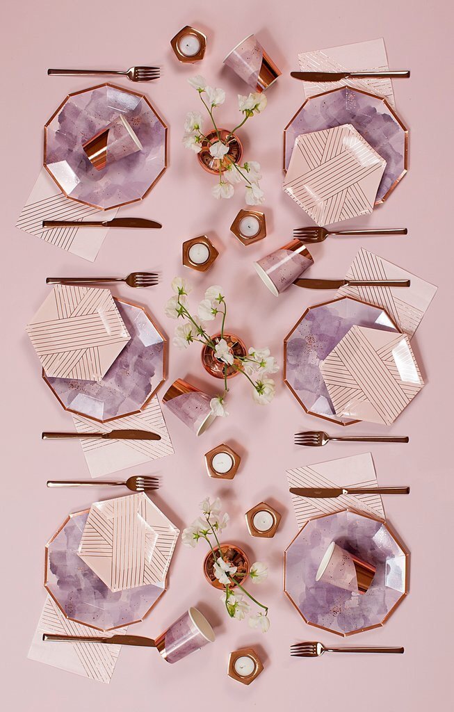 Amethyst - Pale Pink Striped Cocktail Paper Napkins