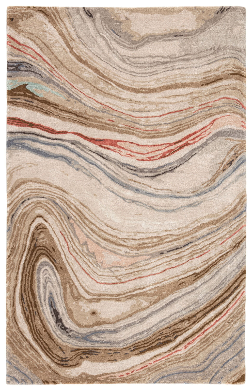 Atha Handmade Abstract Brown & Red Area Rug