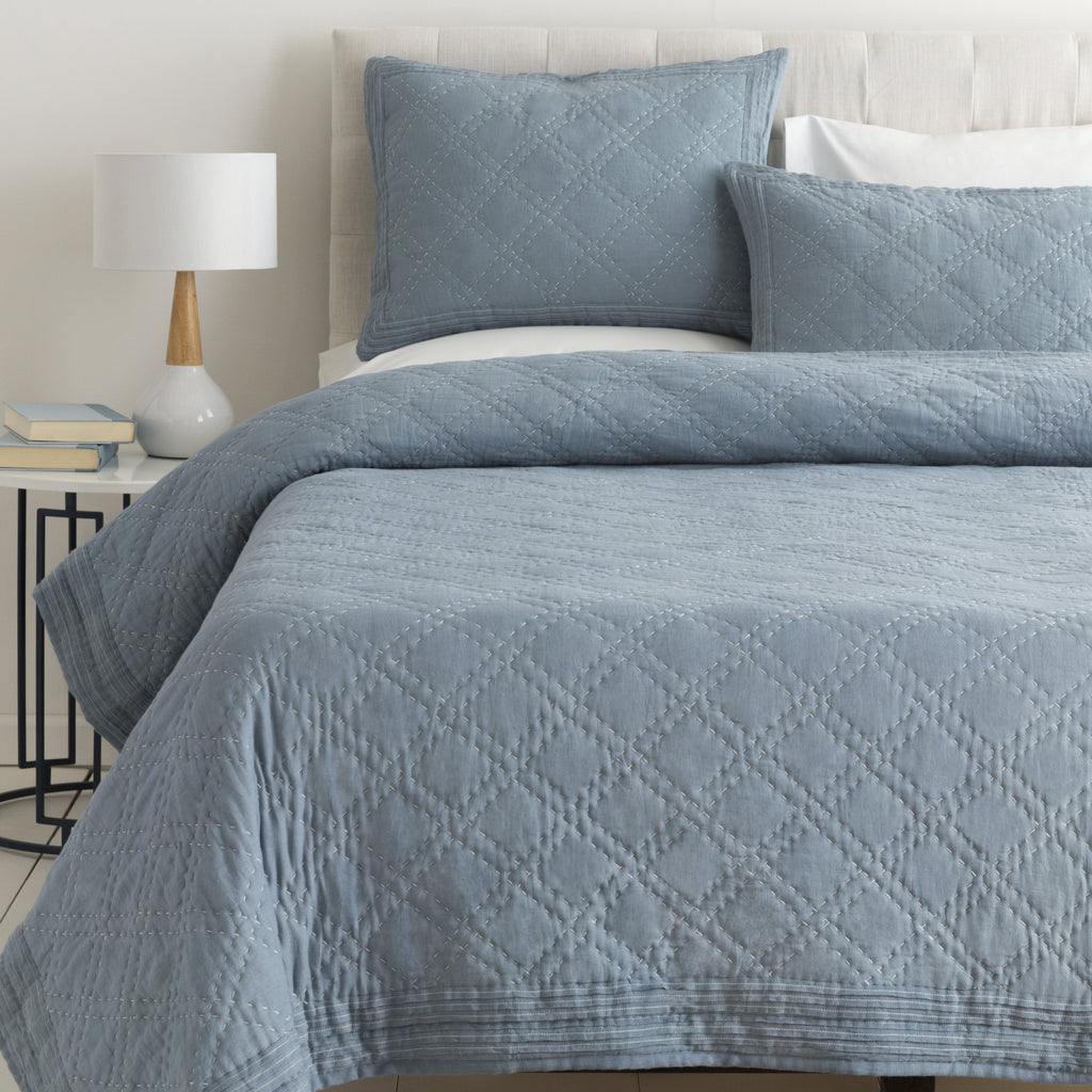 Kojo Bedding in Denim & White