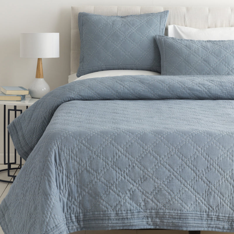 Kojo Bedding in Denim & White