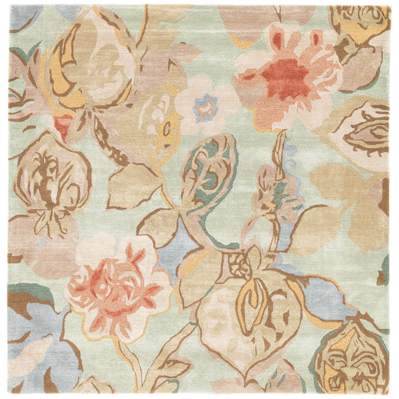 Petal Pusher Handmade Floral Green & Multicolor Area Rug