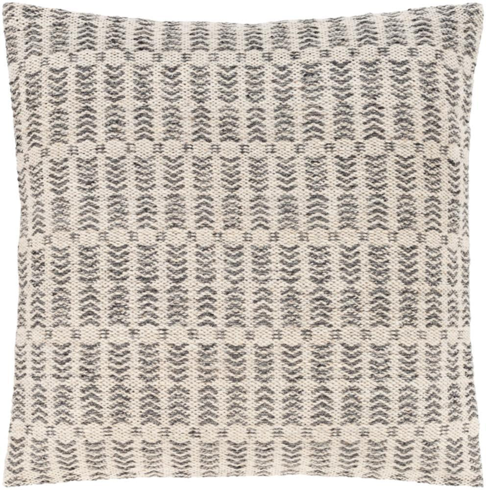 Leif Woven Pillow in Charcoal & Ivory