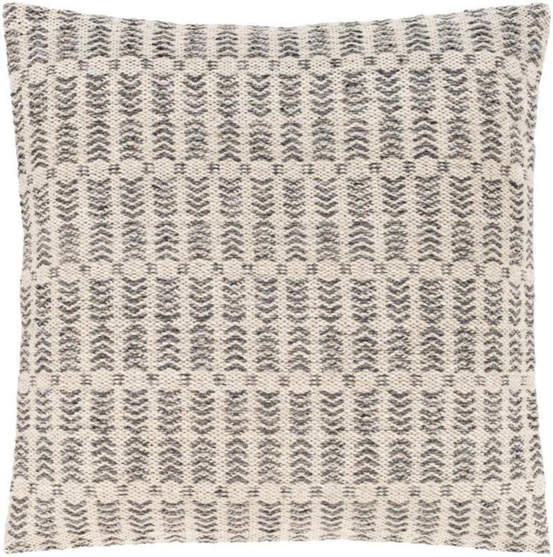 Leif Woven Pillow in Charcoal & Ivory