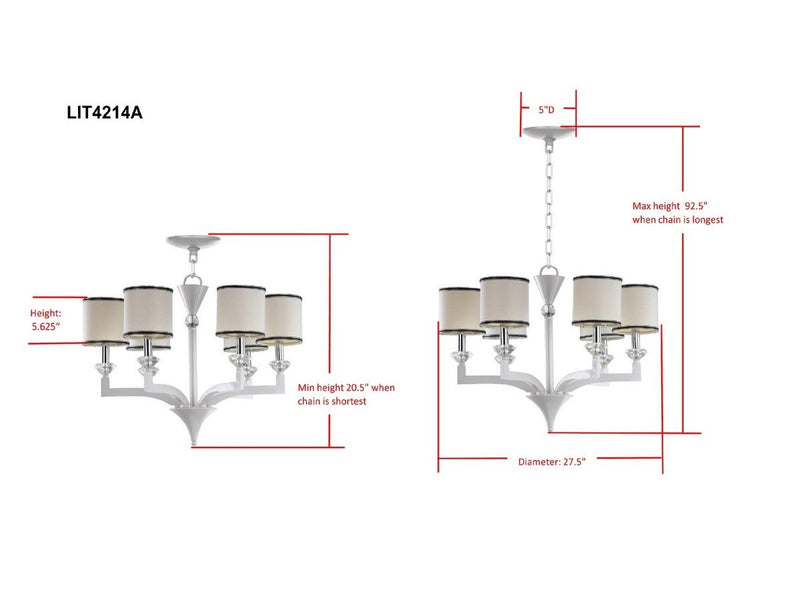 Erin 6 Light White 27.5 Inch Dia Chandelier