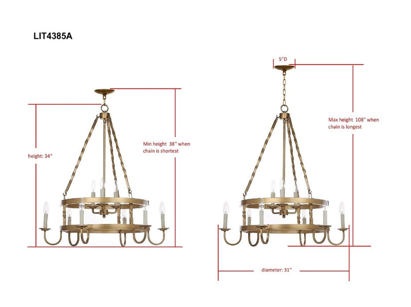 Crowley 9 Light 31-Inch Dia Adjustable Chandelier