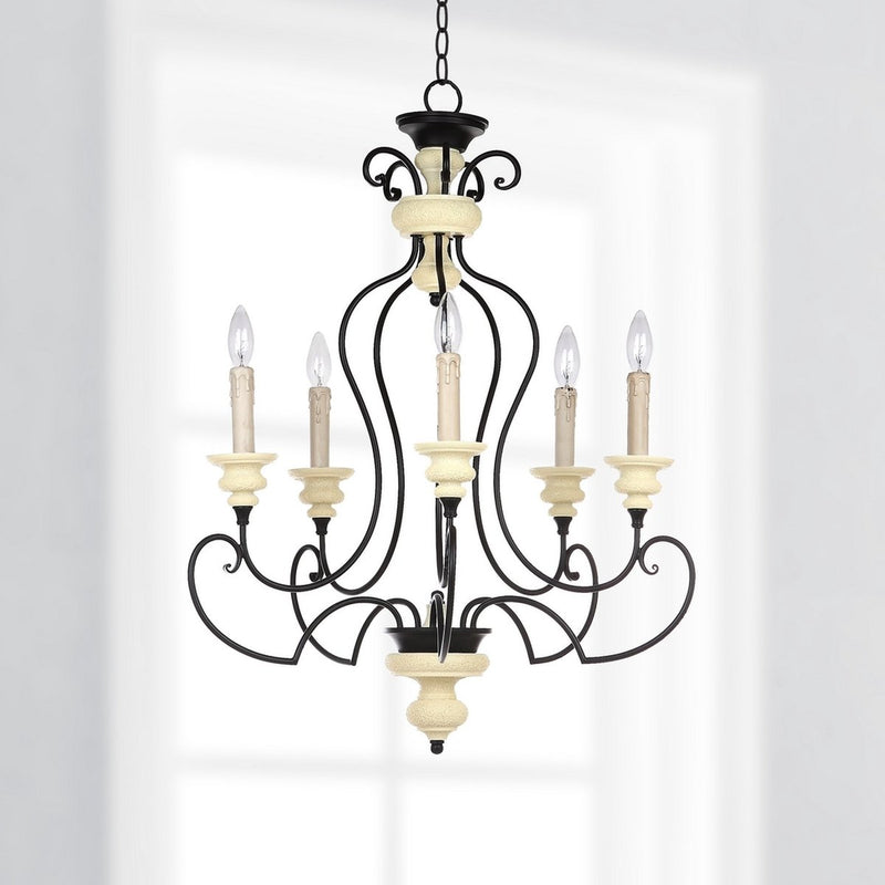 Hanna 5 Light 24-Inch Dia Adjustable Chandelier