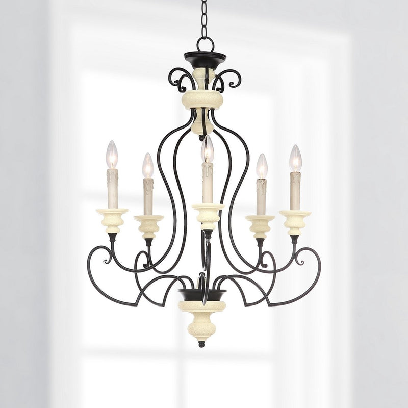 Hanna 5 Light 24-Inch Dia Adjustable Chandelier