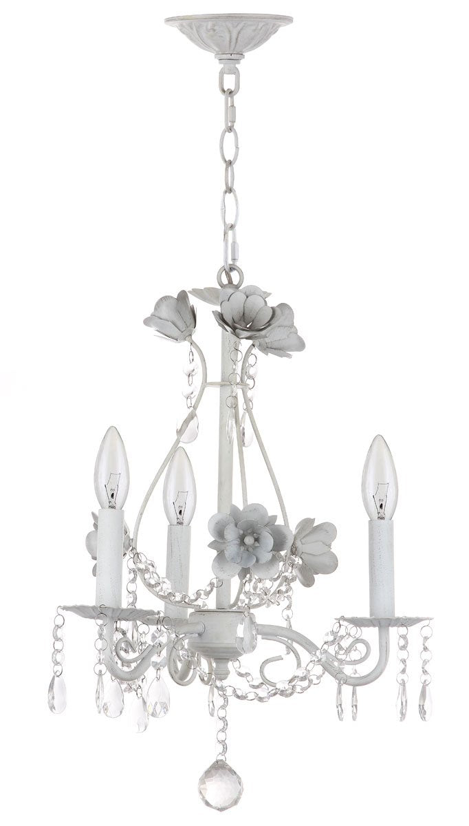 Tempest Floral 3 Light White 15 Inch Dia Adjustable Chandelier