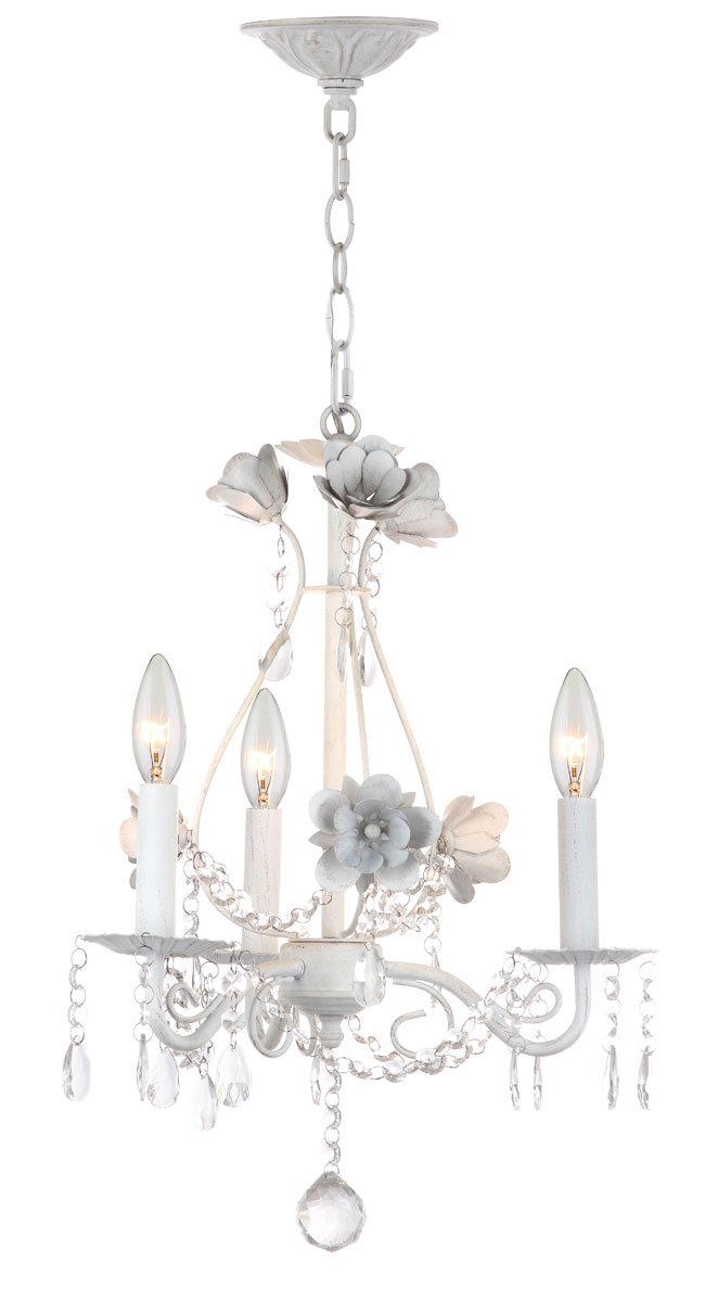 Tempest Floral 3 Light White 15 Inch Dia Adjustable Chandelier