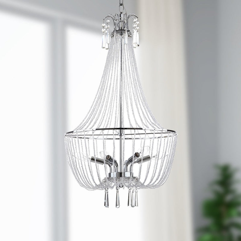 Berlin Chrome 17.5 Inch Dia Adjustable Glass Beaded Chandelier