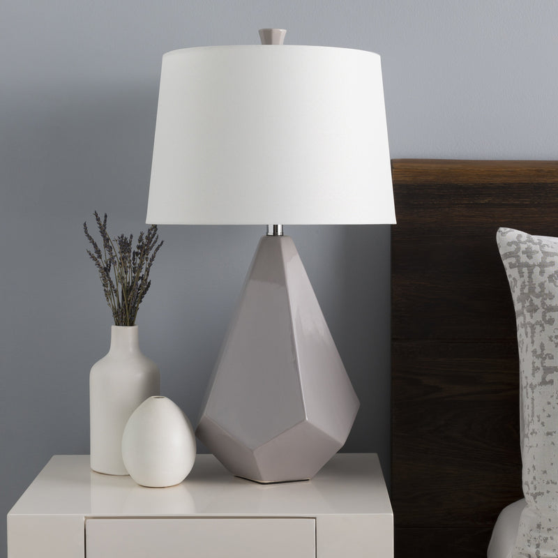 Enigma Table Lamp in Medium Gray & White