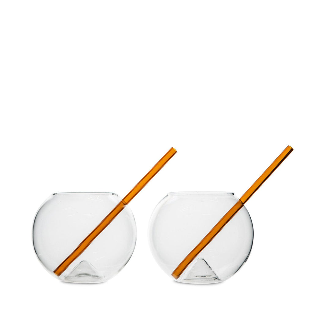 Magaluf Glass w/ Straw in Various Colors - Set of 2