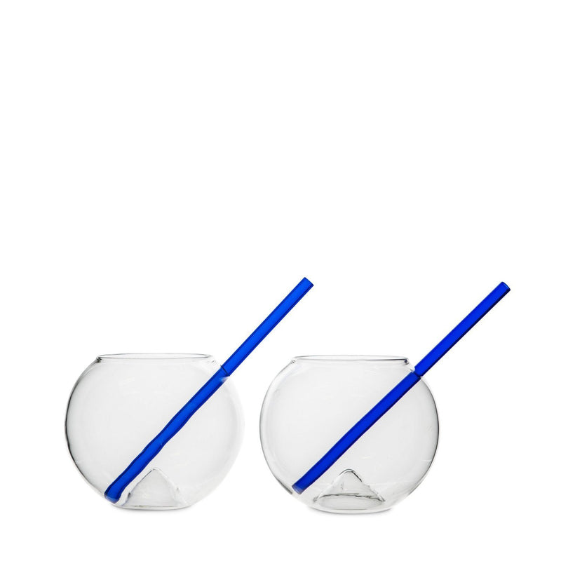 Magaluf Glass w/ Straw in Various Colors - Set of 2