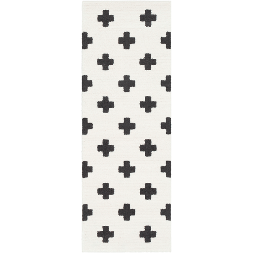 Moroccan Shag Rug in White & Black