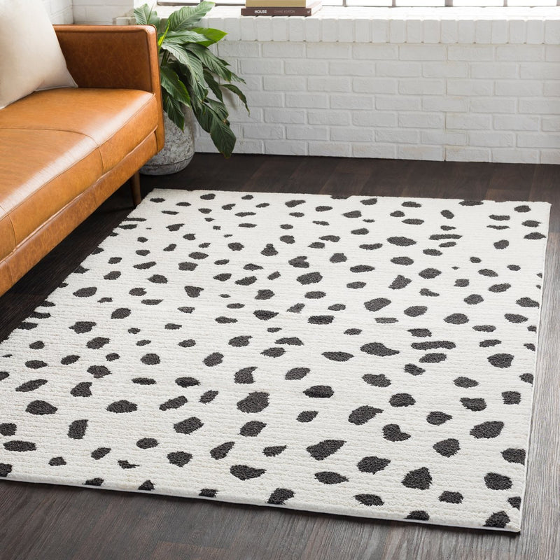 Moroccan Shag Rug in White & Black