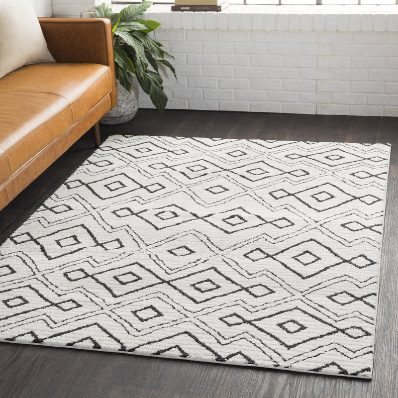 Moroccan Shag Rug in White & Black