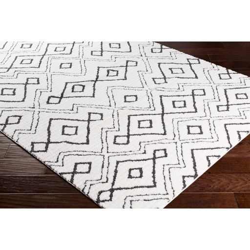 Moroccan Shag Rug in White & Black