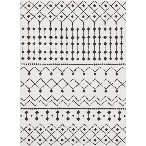 Moroccan Shag Rug in White & Charcoal