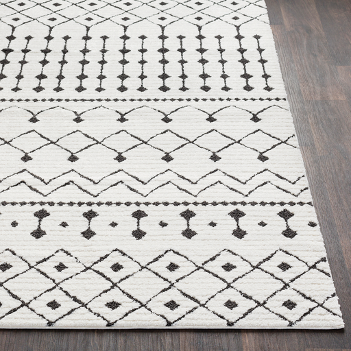 Moroccan Shag Rug in White & Charcoal