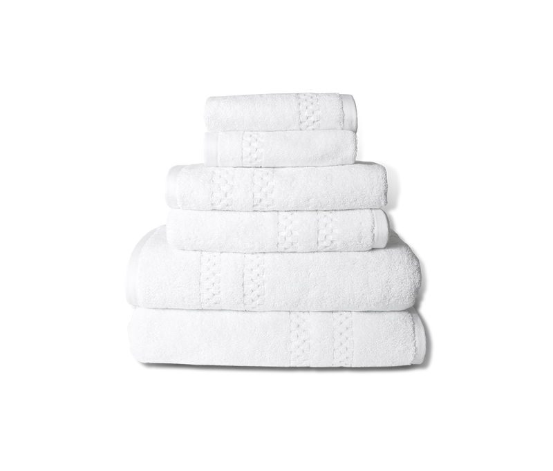 Mini Squares Complete Bath Set in White design by Turkish Towel Company