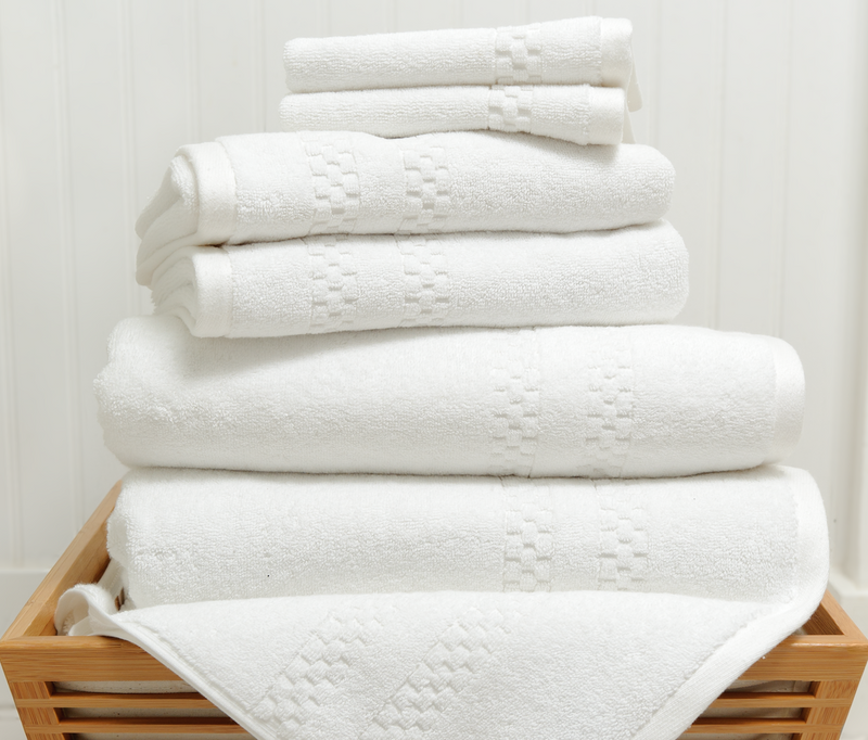 Mini Squares Complete Bath Set in White design by Turkish Towel Company