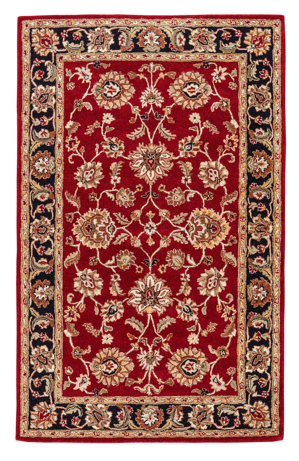 Anthea Handmade Floral Red & Black Area Rug