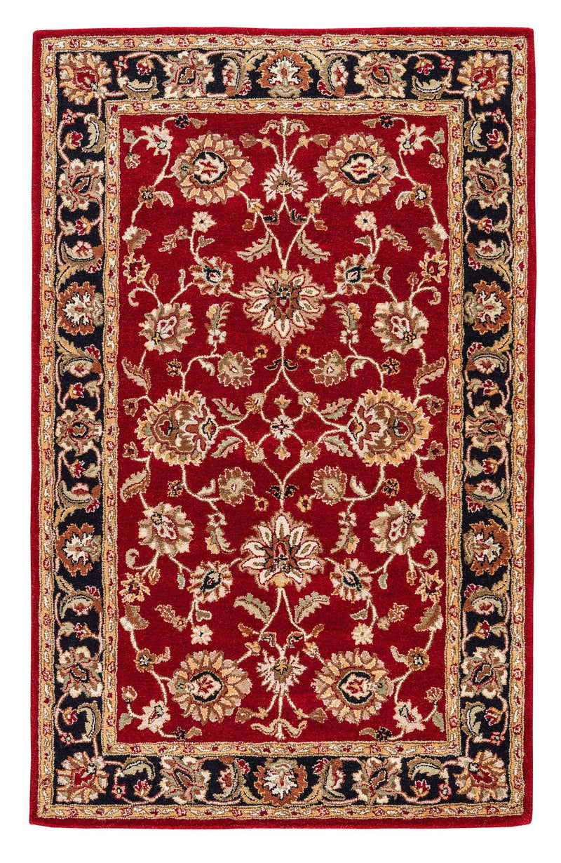 Anthea Handmade Floral Red & Black Area Rug