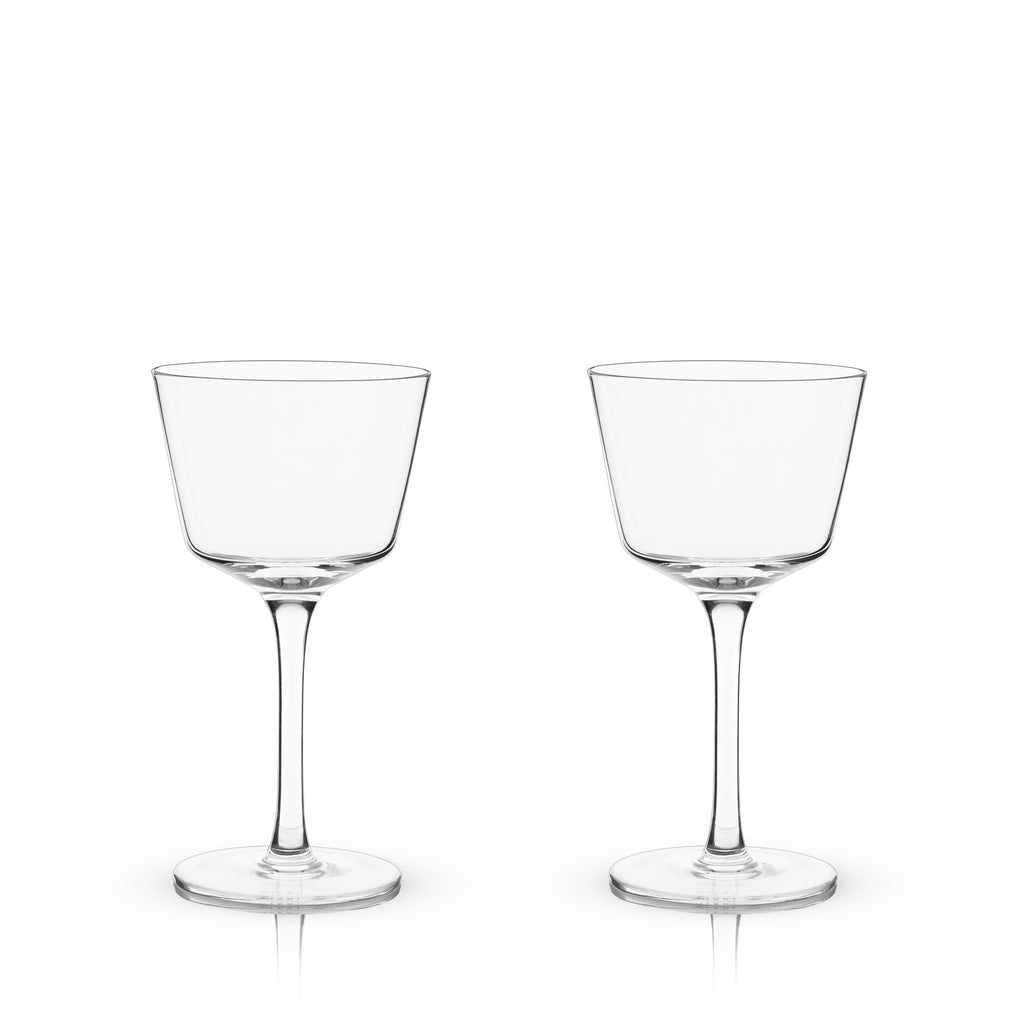 Angled Crystal Nick & Nora Glasses, Set of 2