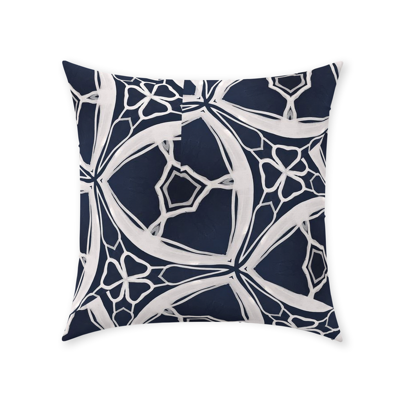 Navy Lace Throw Pillow