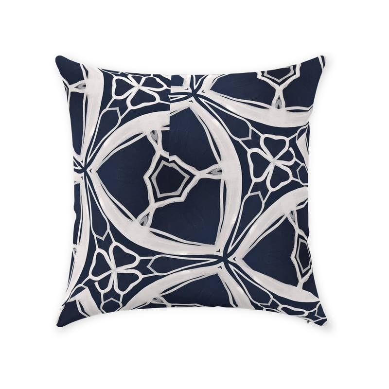 Navy Lace Throw Pillow