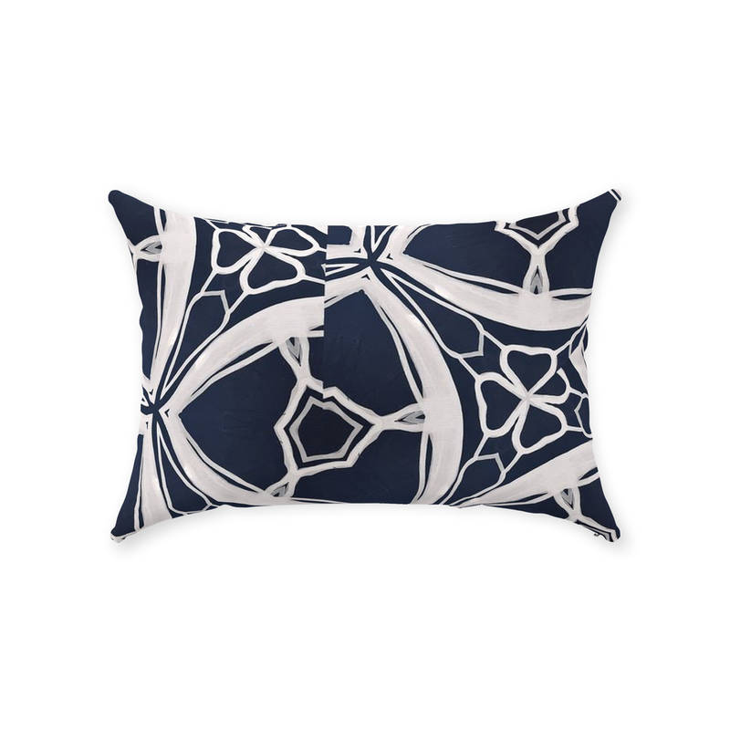 Navy Lace Throw Pillow