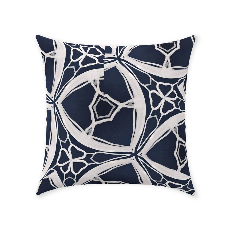 Navy Lace Throw Pillow