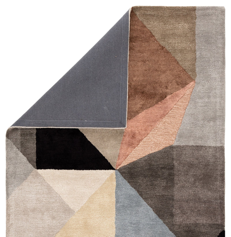 Scalene Handmade Geometric Gray & Blue Area Rug