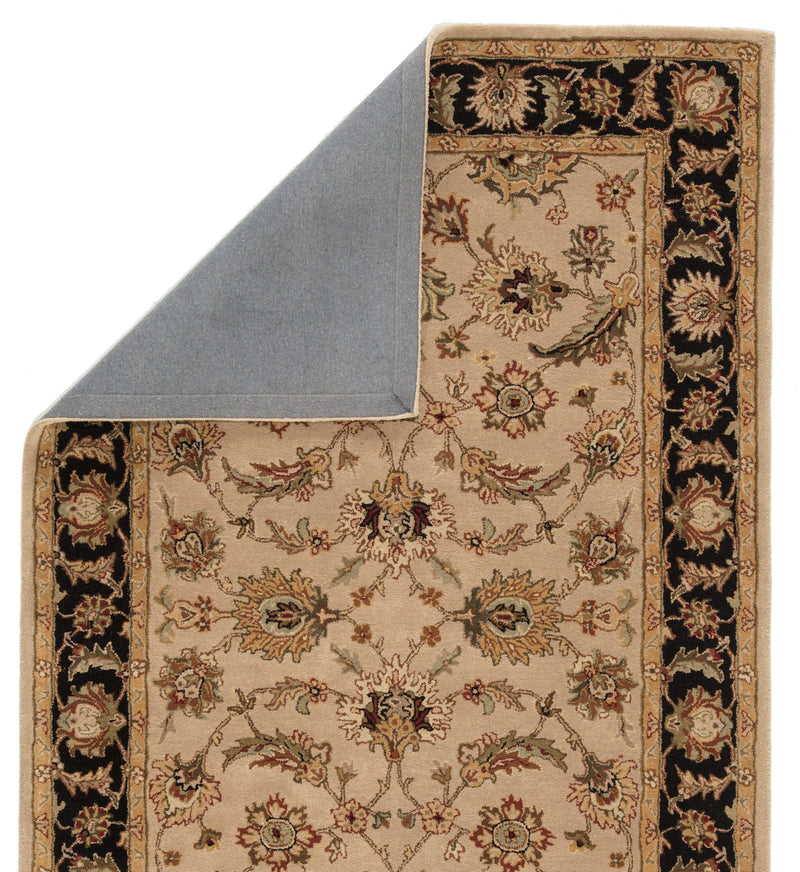 Selene Handmade Floral Beige & Black Area Rug