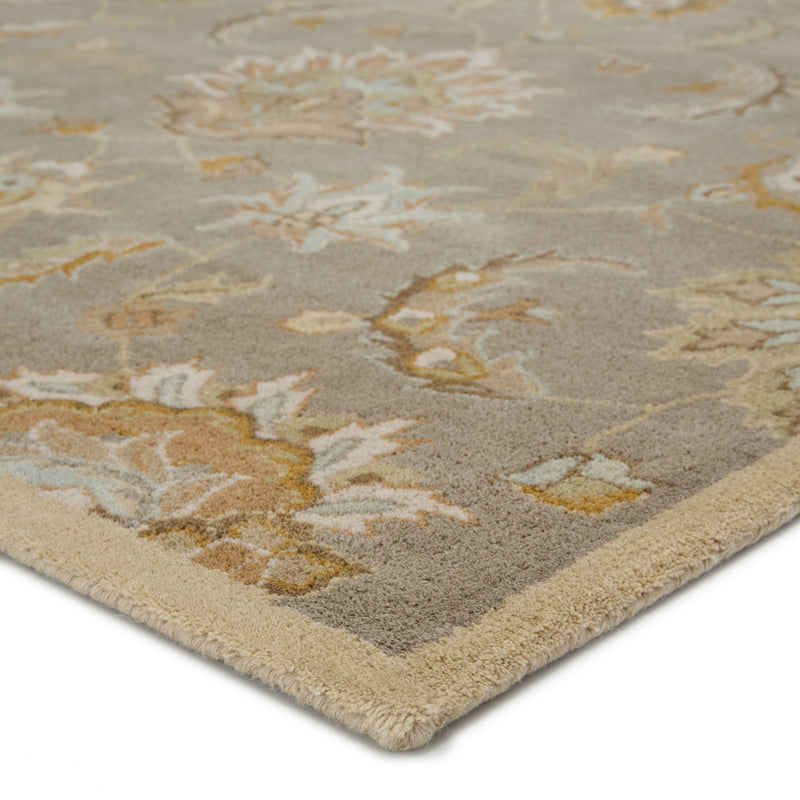 Abers Handmade Floral Gray & Beige Area Rug