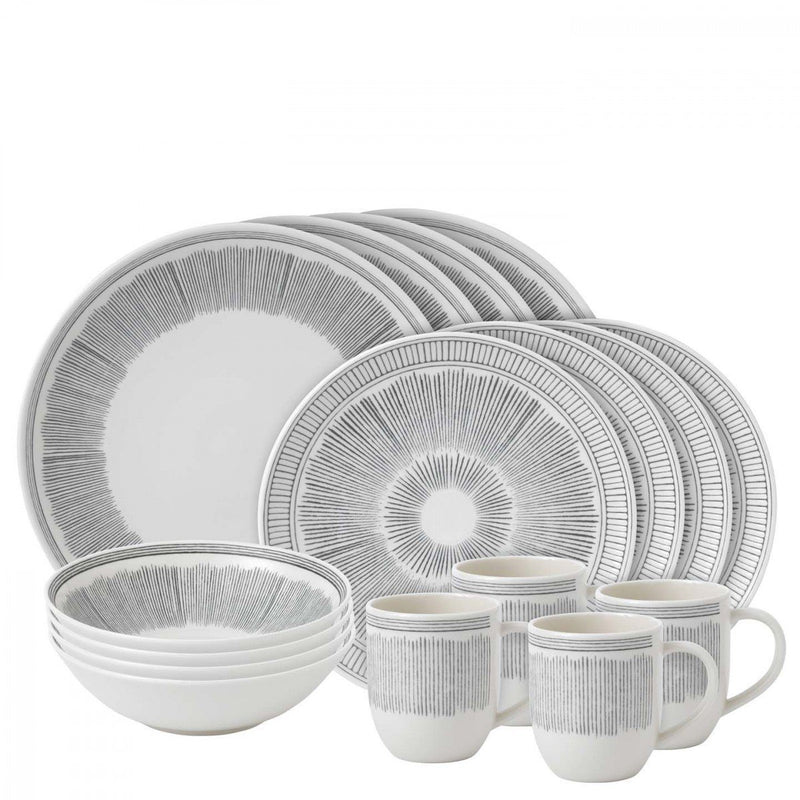 Charcoal Grey Lines 16-Piece Set