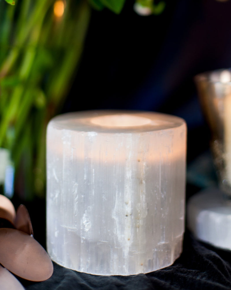 Selenite Tealight Holders & Plates