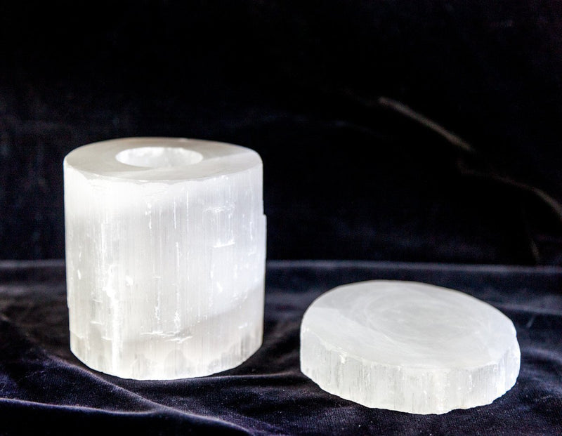 Selenite Tealight Holders & Plates