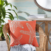 Sea Life SLF-001 Woven Pillow in Bright Orange & Mint