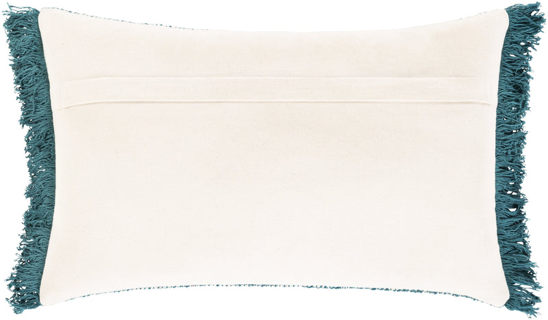 Suri USR-006 Hand Woven Lumbar Pillow in Teal & Ivory