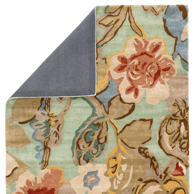 Petal Pusher Handmade Floral Green & Multicolor Area Rug