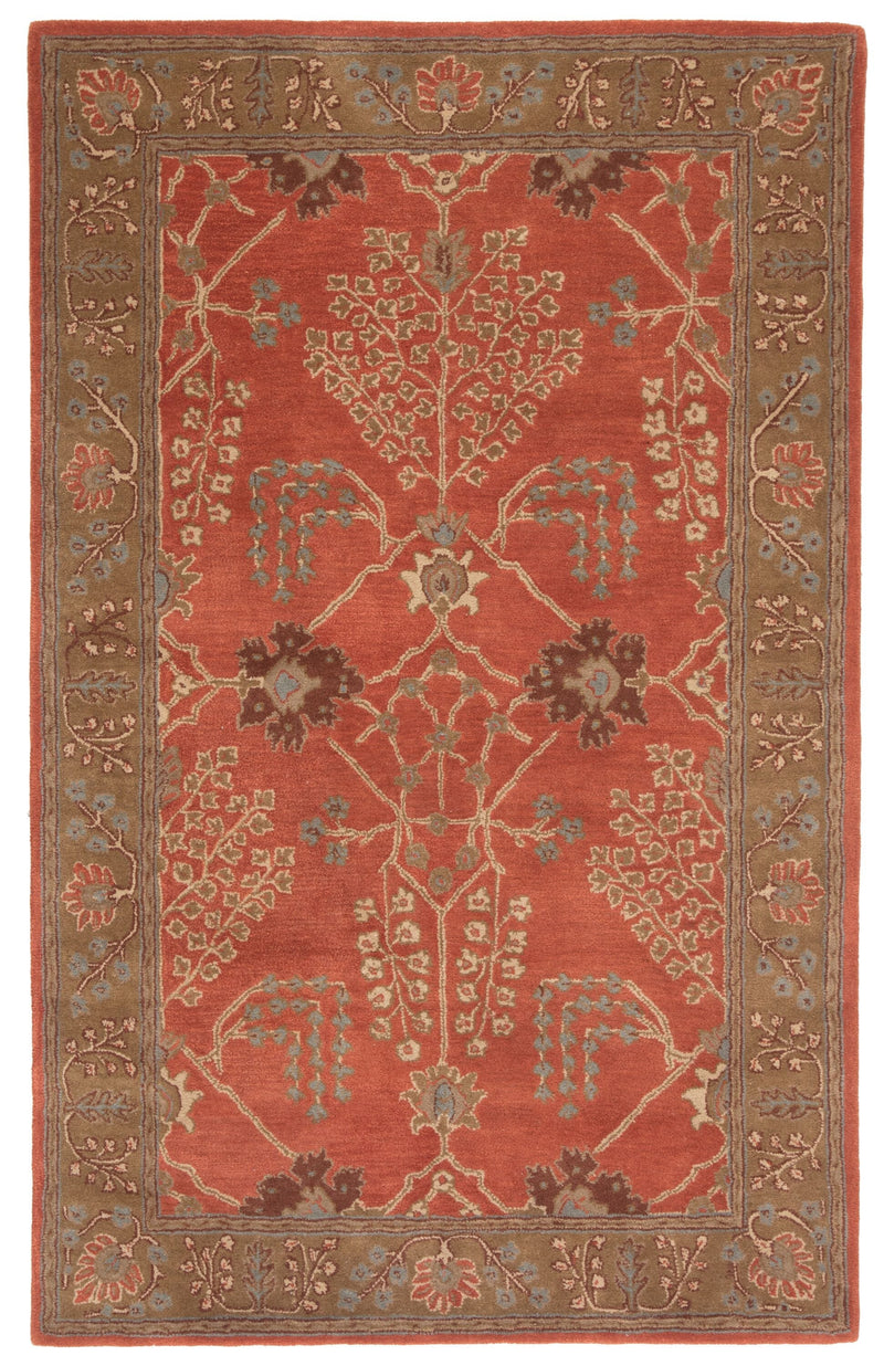 Chambery Handmade Floral Orange & Brown Area Rug