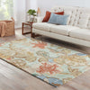 Petal Pusher Handmade Floral Green & Multicolor Area Rug