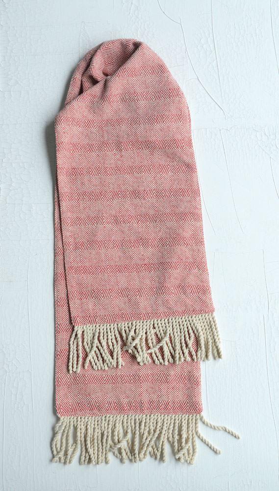 Cotton Table Runner w/ Fringe in Red & White design by BD Edition