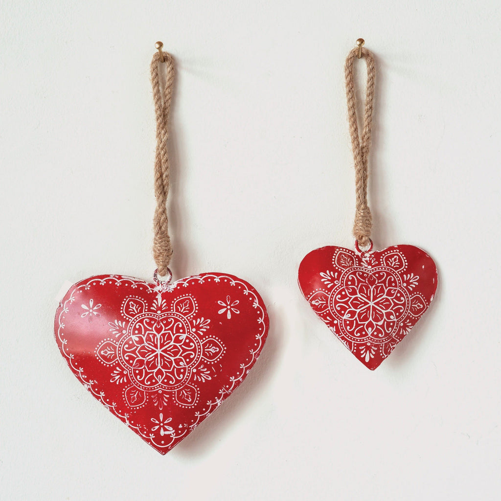 Hand-Painted Metal Heart Ornament