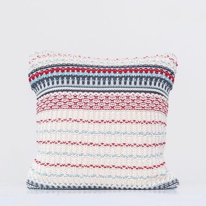 Cotton Knit Striped Pillow, Multicolored